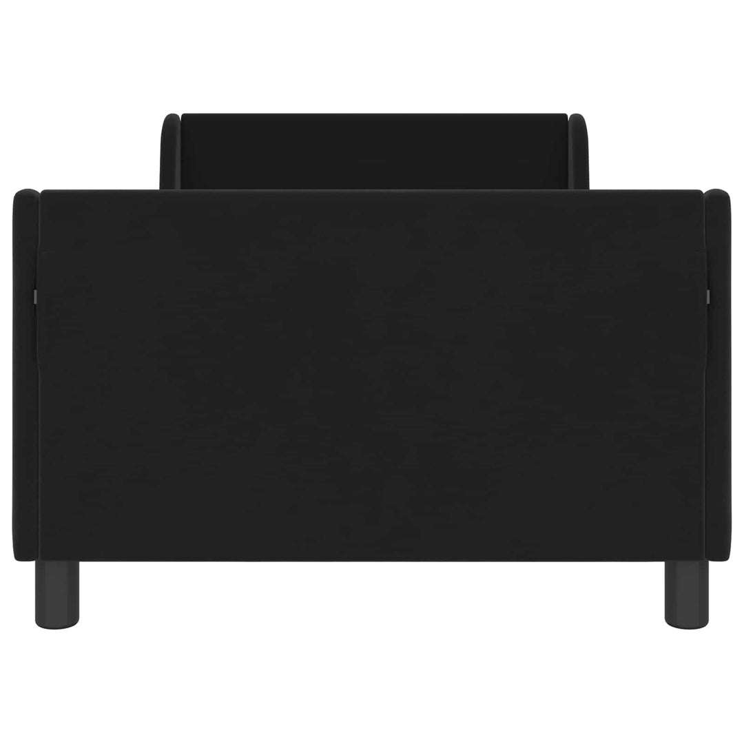 Børnesengestel med hovedgærde Sort 90 x 190 cm Fløjl