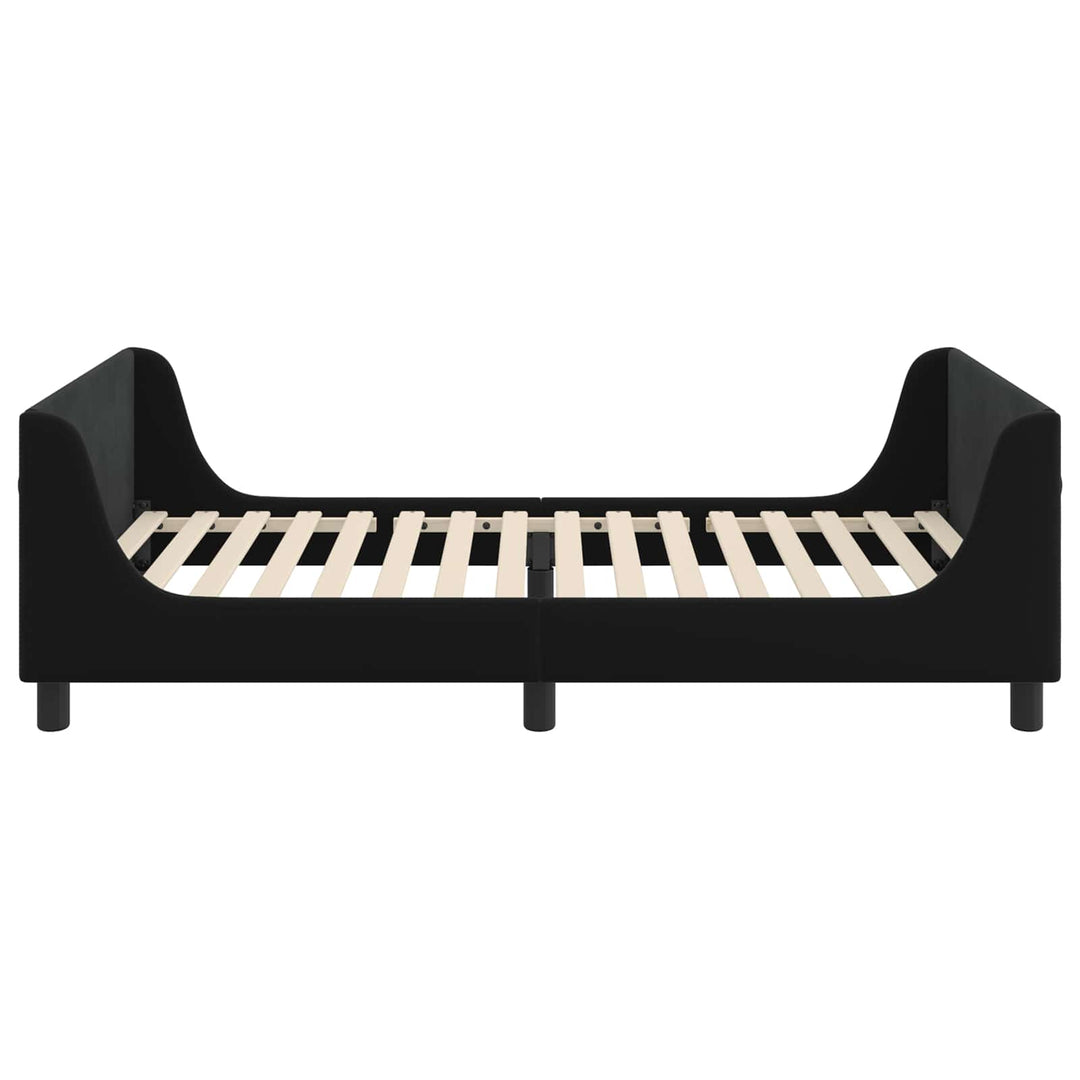 Børnesengestel med hovedgærde Sort 90 x 190 cm Fløjl