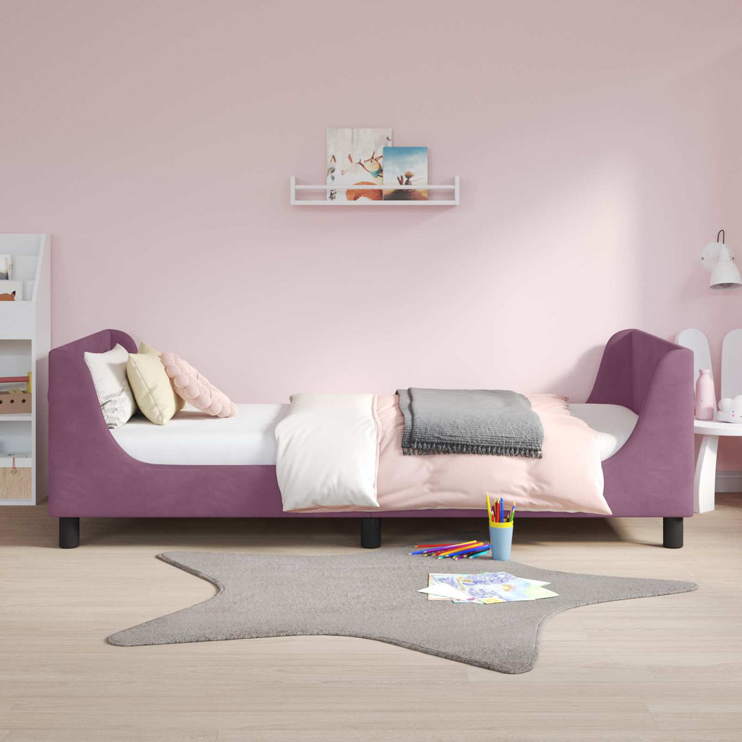Børnesengestel med hovedgærde Lilla 90 x 190 cm Fløjl