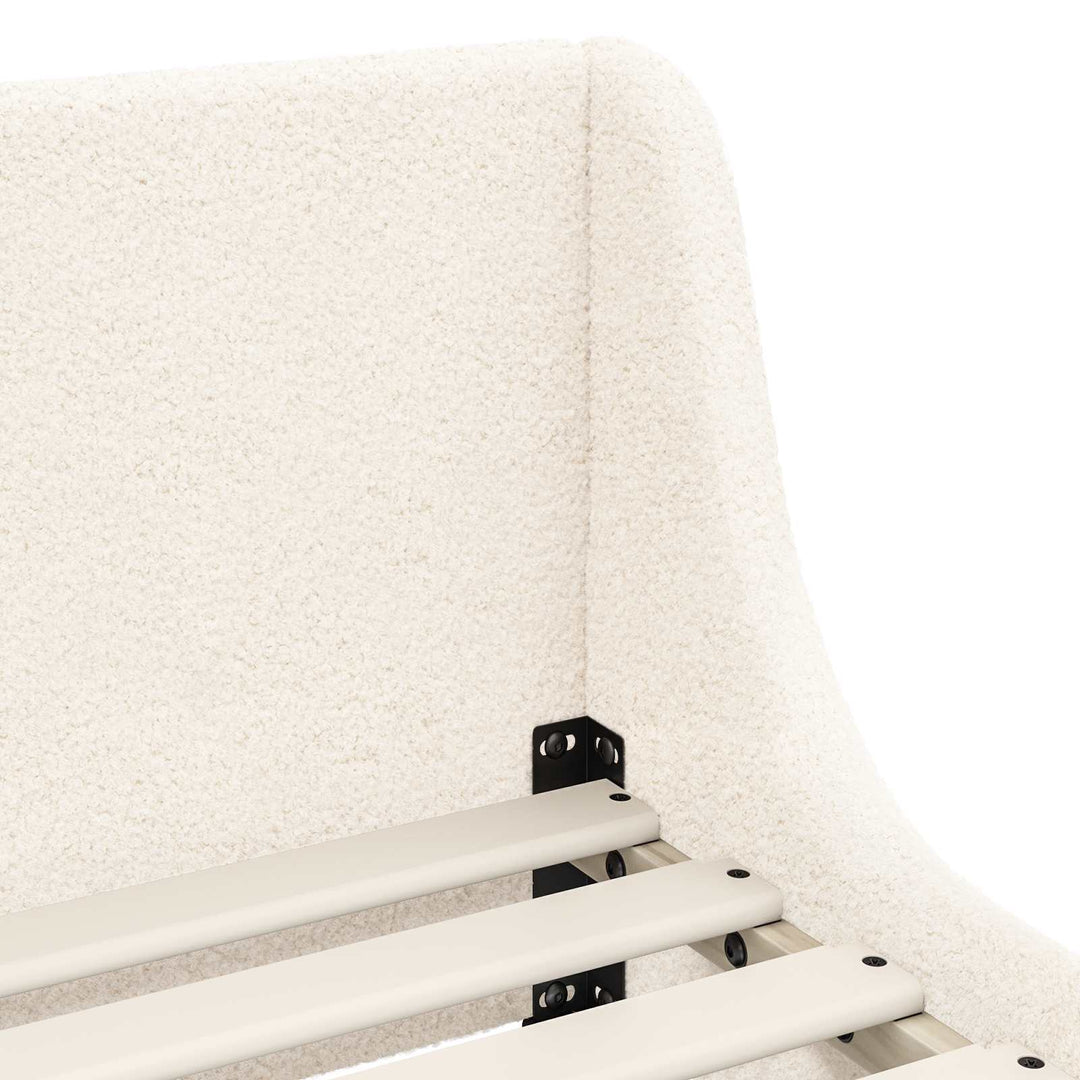 Børnesengestel med hovedgærde Cremefarvet 90 x 200 cm Bouclé