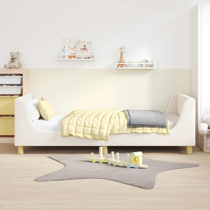 Børnesengestel med hovedgærde Cremefarvet 90 x 200 cm Bouclé