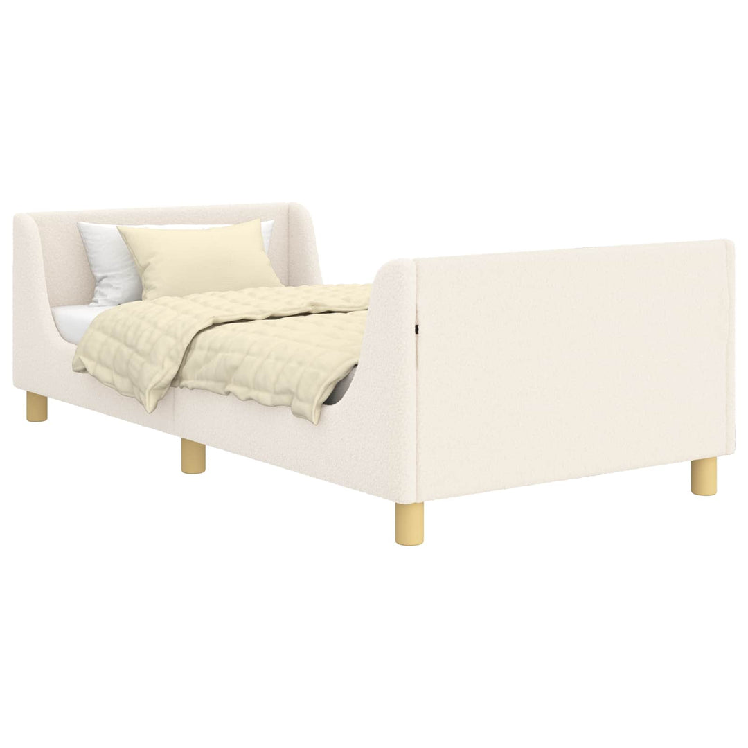Børnesengestel med hovedgærde Cremefarvet 90 x 200 cm Bouclé