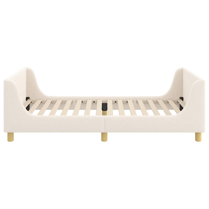 Børnesengestel med hovedgærde Cremefarvet 90 x 200 cm Bouclé