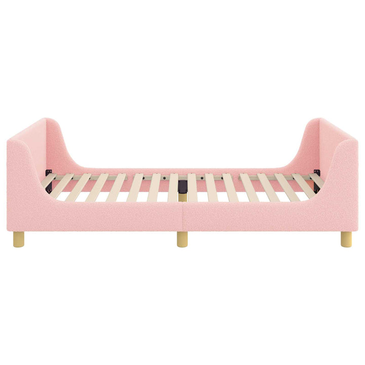 Børnesengestel med hovedgærde Lyserød 90 x 200 cm Bouclé