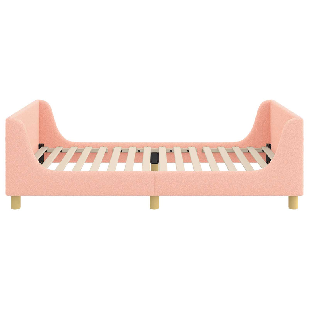 Børnesengestel med hovedgærde Lyserød 90 x 200 cm Bouclé