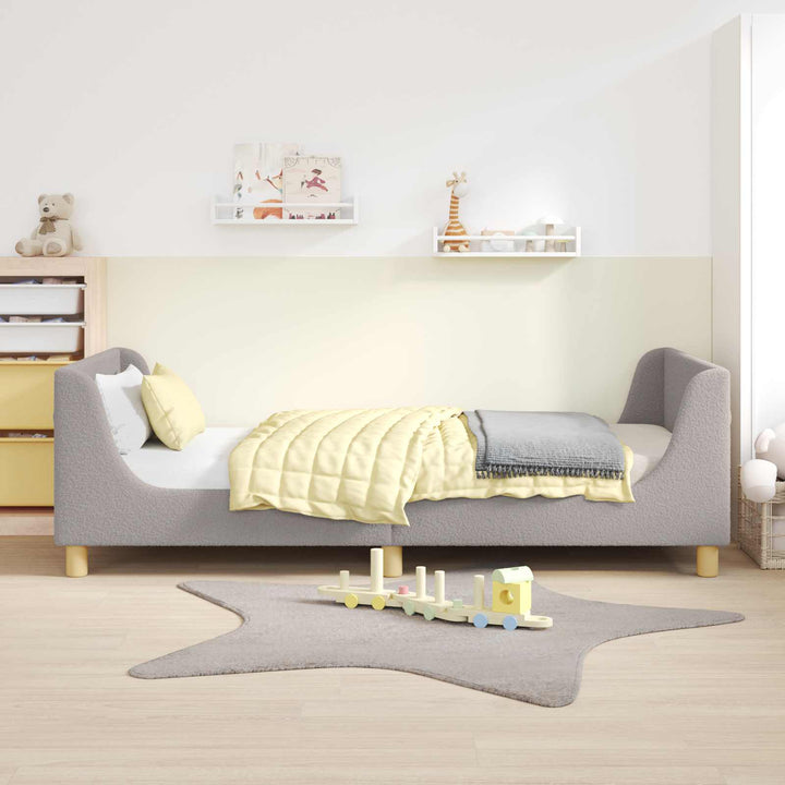 Børnesengestel med hovedgærde Lysegrå 90x200 cm Bouclé
