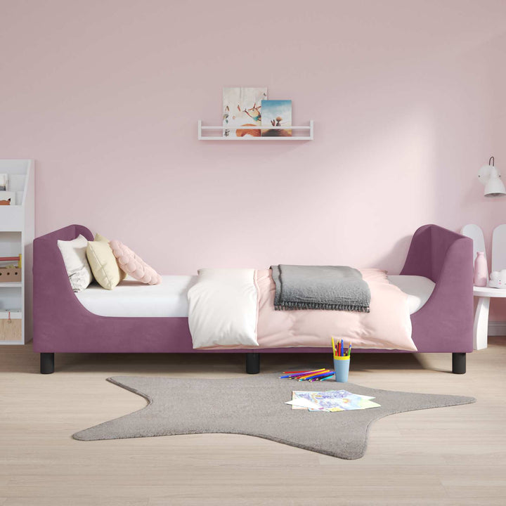 Børnesengestel med hovedgærde Lilla 90 x 200 cm Fløjl