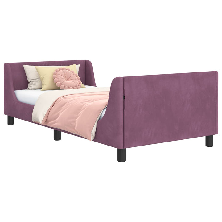Børnesengestel med hovedgærde Lilla 90 x 200 cm Fløjl