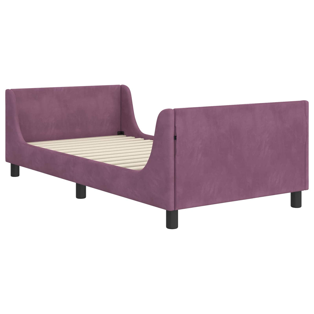 Børnesengestel med hovedgærde Lilla 90 x 200 cm Fløjl