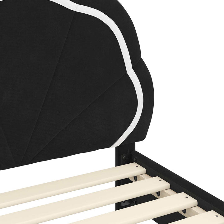 Børnesengestel med hovedgærde Sort 80 x 160 cm Fløjl