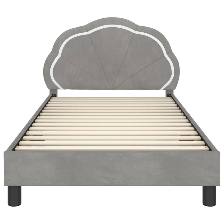 Børnesengestel med hovedgærde Lysegrå 80 x 200 cm Fløjl