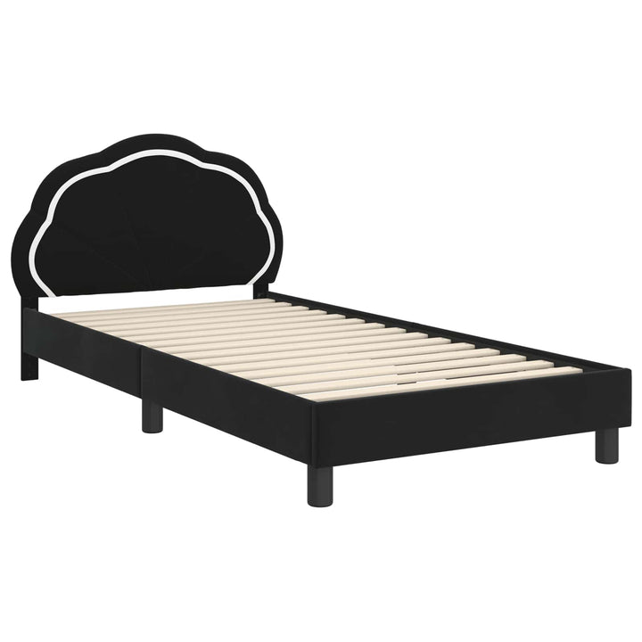 Børnesengestel med hovedgærde Sort 90 x 190 cm Fløjl