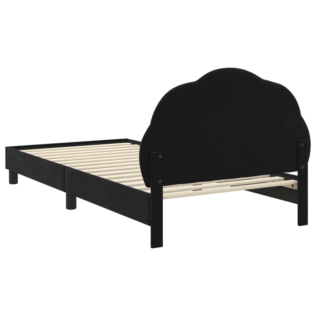 Børnesengestel med hovedgærde Sort 90 x 190 cm Fløjl
