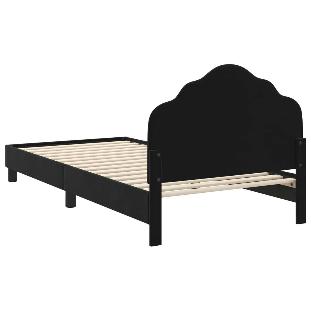 Børnesengestel med hovedgærde Sort 90 x 200 cm Fløjl
