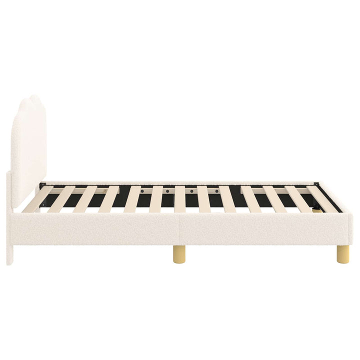 Børnesengestel med hovedgærde Cremefarvet 80 x 160 cm Bouclé