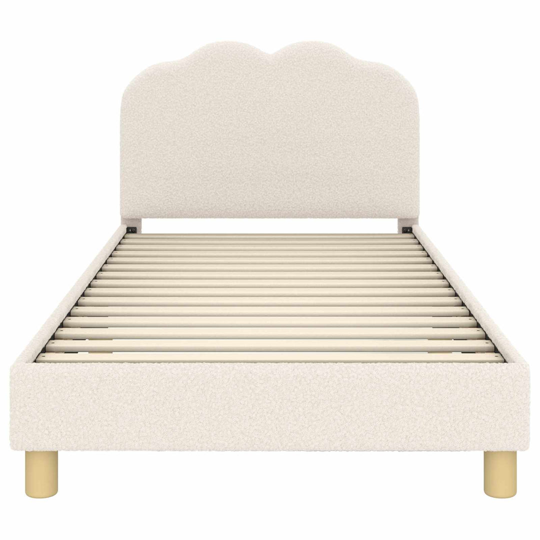 Børnesengestel med hovedgærde Cremefarvet 80 x 200 cm Bouclé