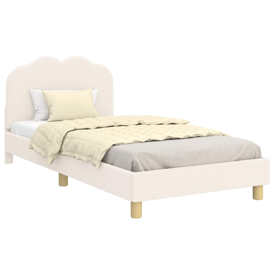 Børnesengestel med hovedgærde Cremefarvet 90 x 190 cm Bouclé