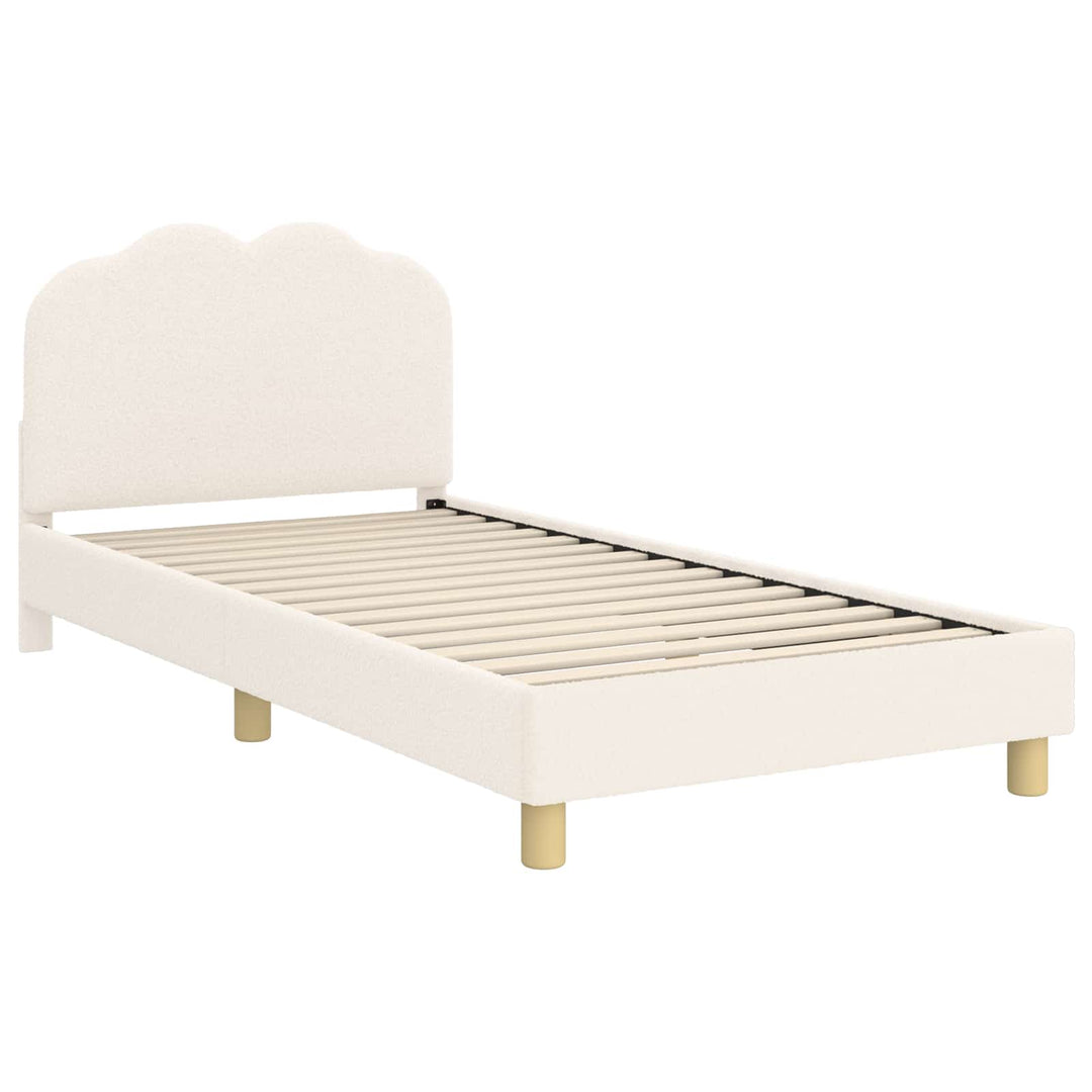 Børnesengestel med hovedgærde Cremefarvet 90 x 190 cm Bouclé