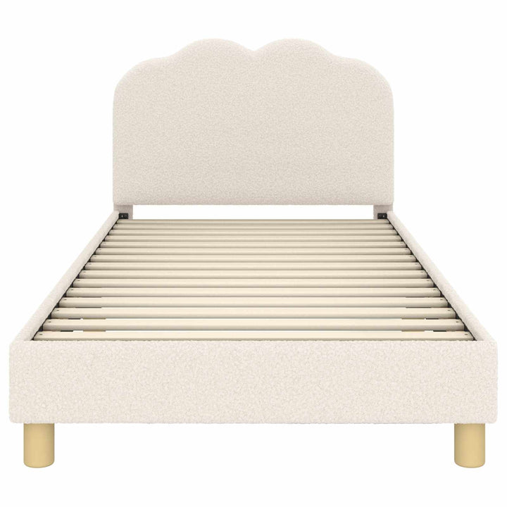 Børnesengestel med hovedgærde Cremefarvet 90 x 190 cm Bouclé