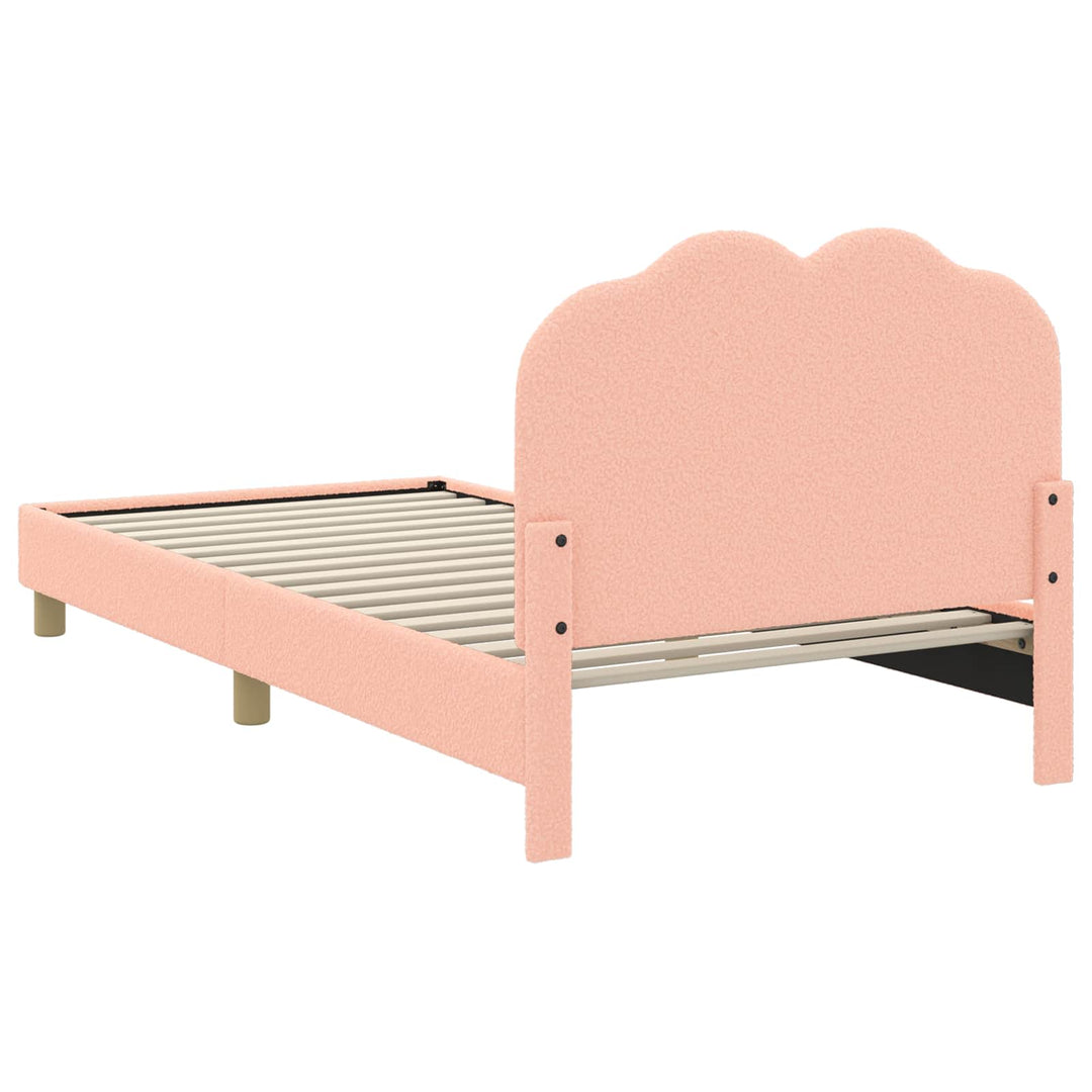Børnesengestel med hovedgærde Lyserød 90 x 200 cm Bouclé