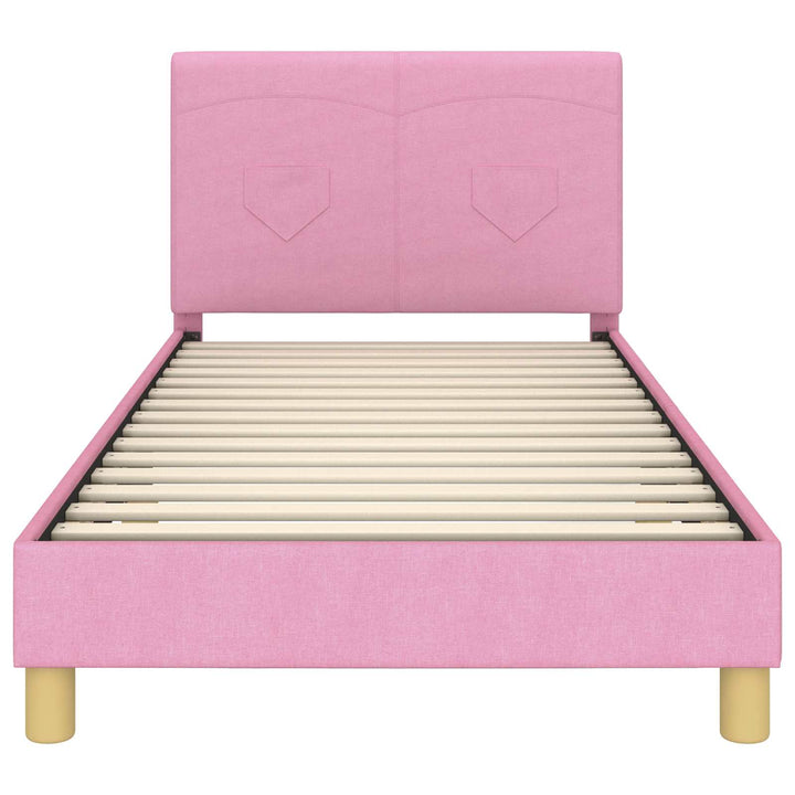 Børnesengestel med hovedgærde Lyserød 80 x 200 cm Stof