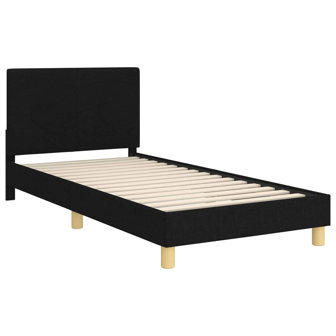 Børnesengestel med hovedgærde Sort 90 x 190 cm Stof