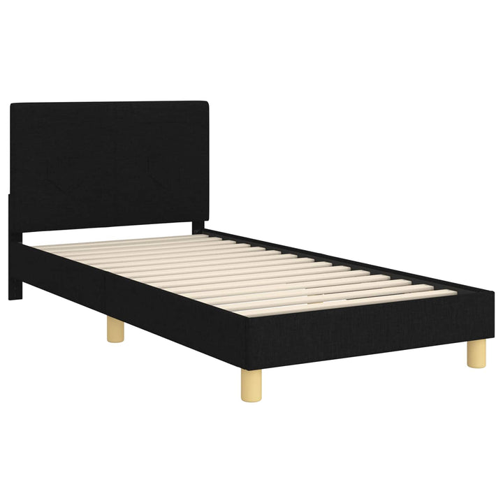Børnesengestel med hovedgærde Sort 90 x 190 cm Stof