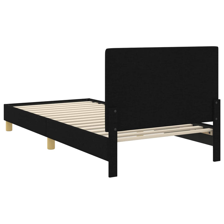 Børnesengestel med hovedgærde Sort 90 x 190 cm Stof