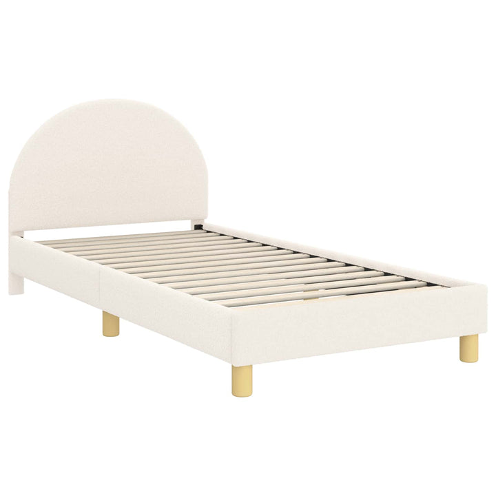 Børnesengestel med hovedgærde Cremefarvet 80 x 200 cm Bouclé