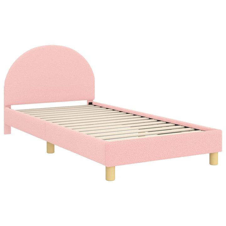 Børnesengestel med hovedgærde Lyserød 90 x 190 cm Bouclé