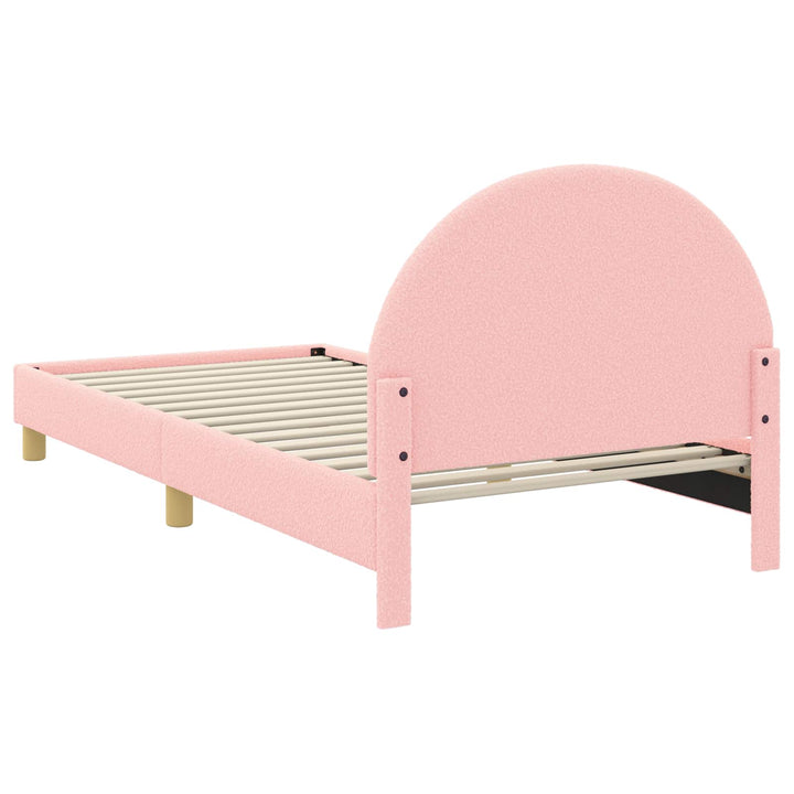 Børnesengestel med hovedgærde Lyserød 90 x 190 cm Bouclé