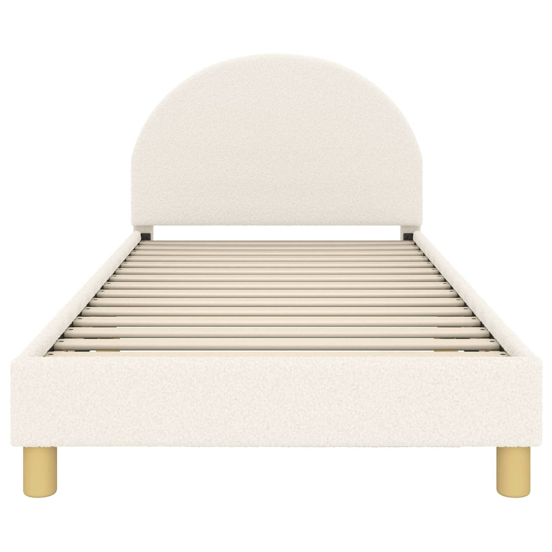 Børnesengestel med hovedgærde Cremefarvet 90 x 200 cm Bouclé