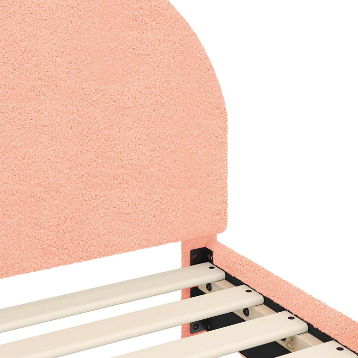 Børnesengestel med hovedgærde Lyserød 90 x 200 cm Bouclé