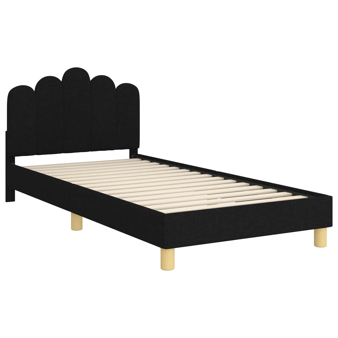 Børnesengestel med hovedgærde Sort 90 x 190 cm Stof
