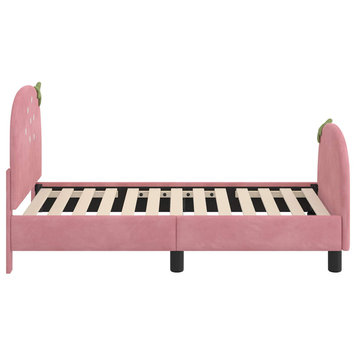 Sengestel til tumling med hovedgærde Lyserød 70 x 140 cm Fløjl