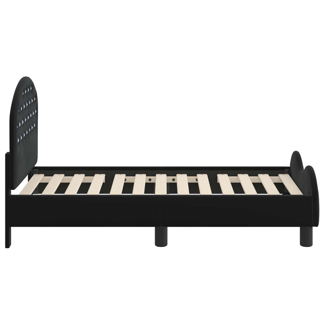 Sengestel til tumling med hovedgærde Sort 70 x 140 cm Fløjl