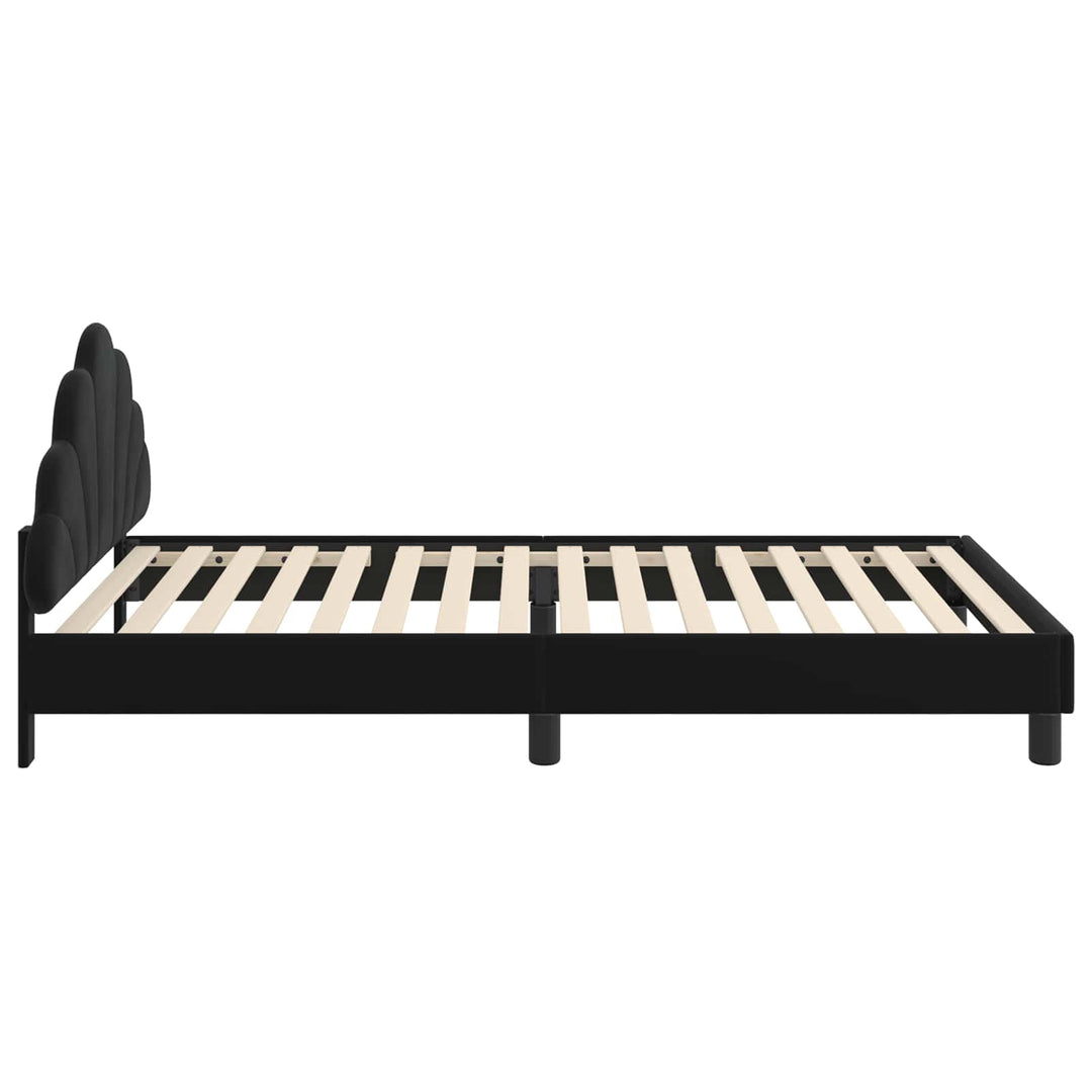 Børnesengestel med hovedgærde Sort 90 x 190 cm Fløjl