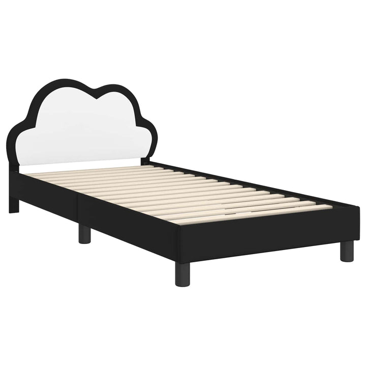 Børnesengestel med hovedgærde Sort 90 x 190 cm PU