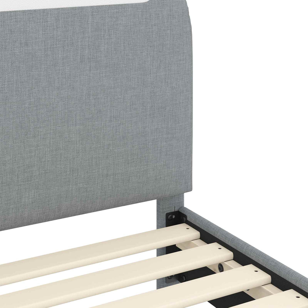 Børnesengestel med hovedgærde Lysegrå 80 x 160 cm Stof
