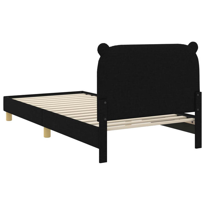 Børnesengestel med hovedgærde Sort 90 x 190 cm Stof