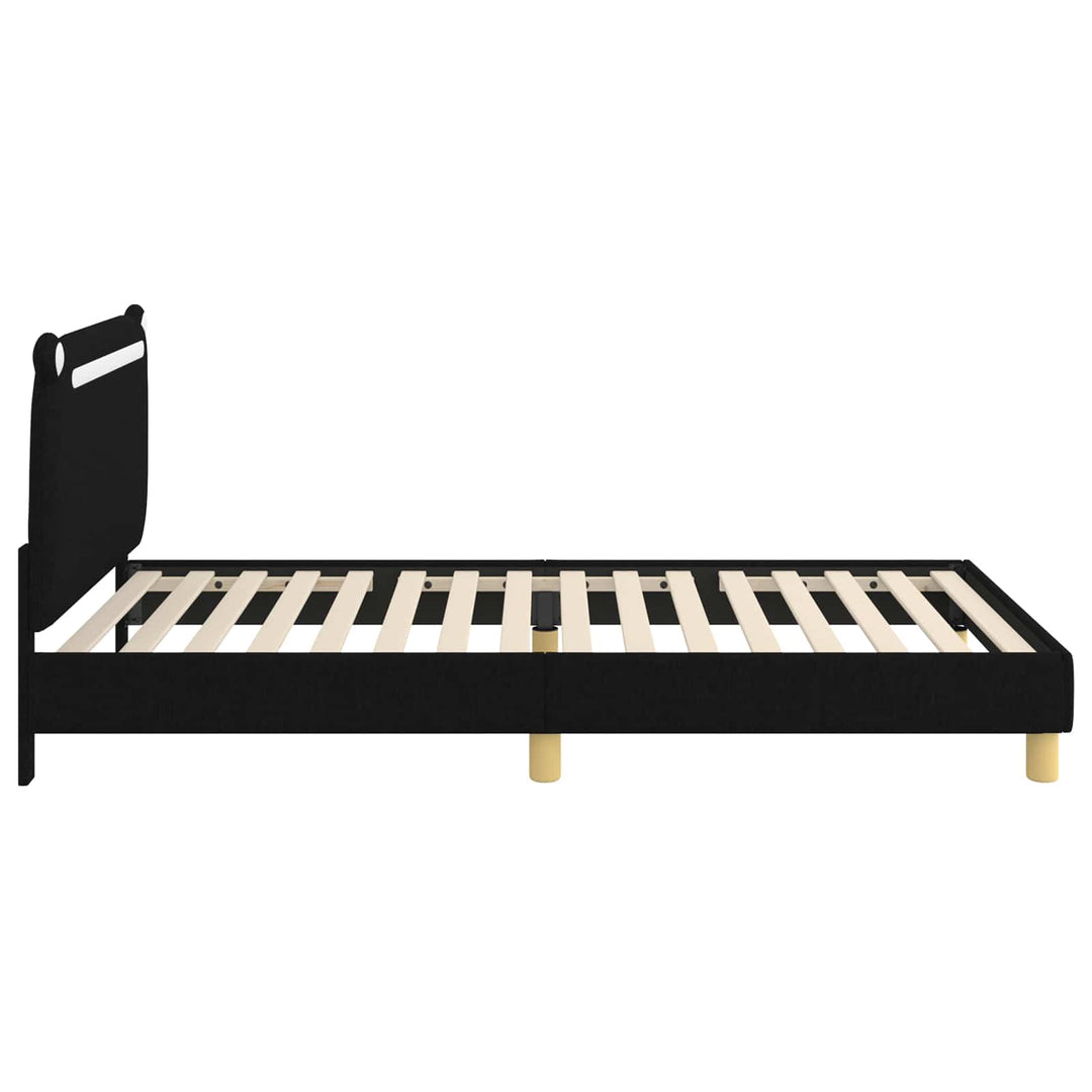 Børnesengestel med hovedgærde Sort 90 x 190 cm Stof