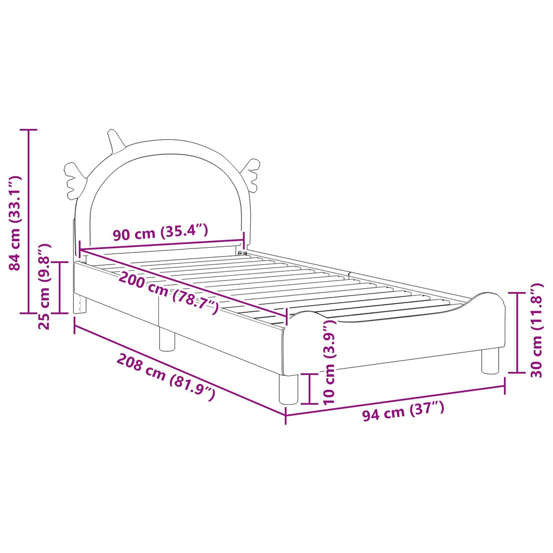 Børnesengestel med hovedgærde Lyserød 90 x 200 cm PU