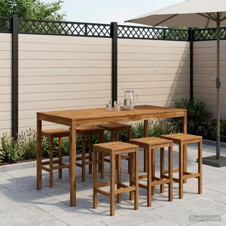 Have Bar Bord Naturfarvet 196 x 100 x 105 cm Massivt Akacietræ