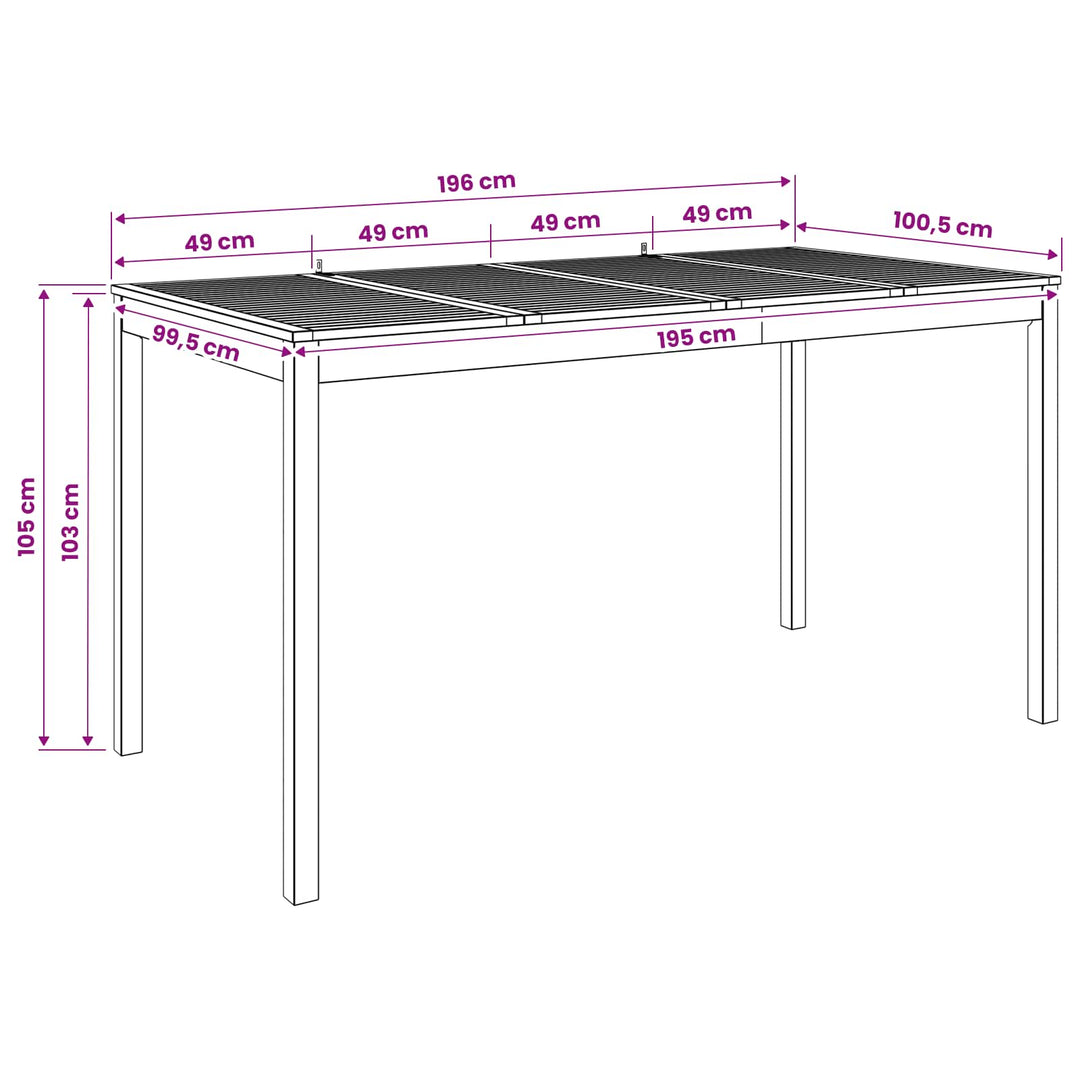 Have Bar Bord Naturfarvet 196 x 100 x 105 cm Massivt Akacietræ