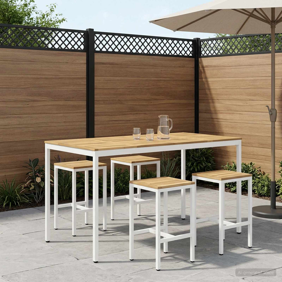 Have Bar Bord Hvid 196 x 100,5 x 105 cm Massivt Akacietræ
