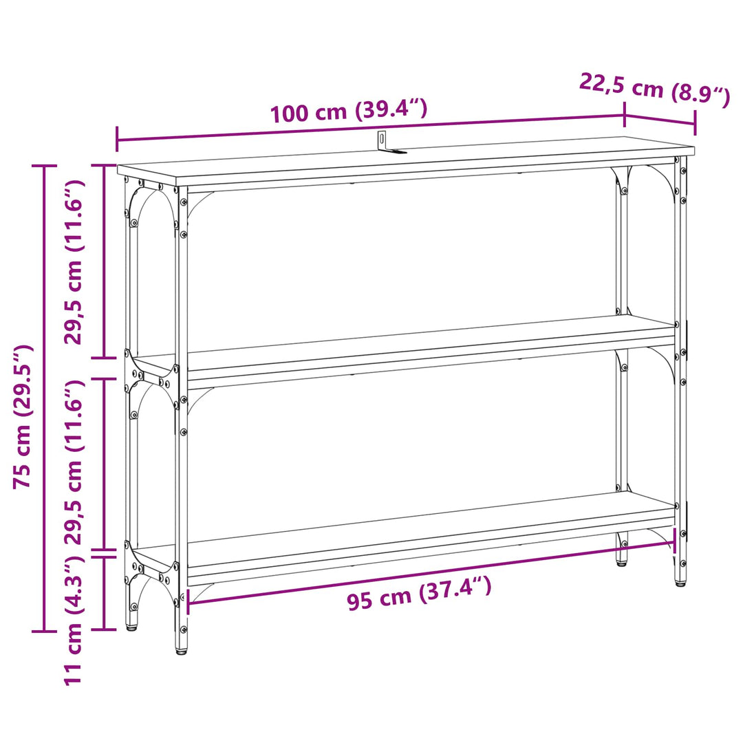 Konsolbord Artisan Egetræ 100 x 22,5 x 75 cm Konstrueret træ