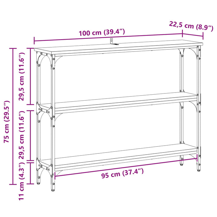 Konsolbord Artisan Egetræ 100 x 22,5 x 75 cm Konstrueret træ