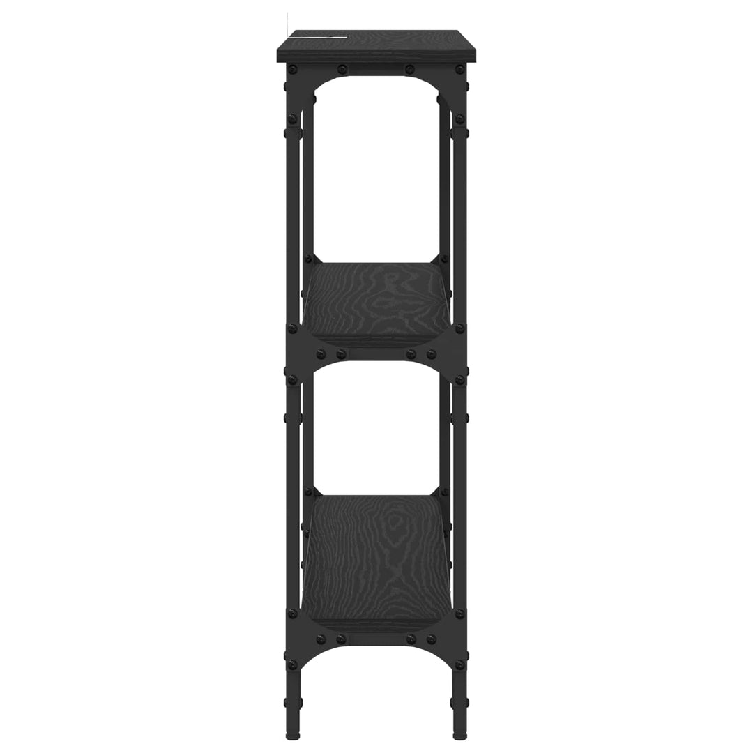 Konsolbord med hylde Sort eg 100 x 22,5 x 75 cm Konstrueret træ