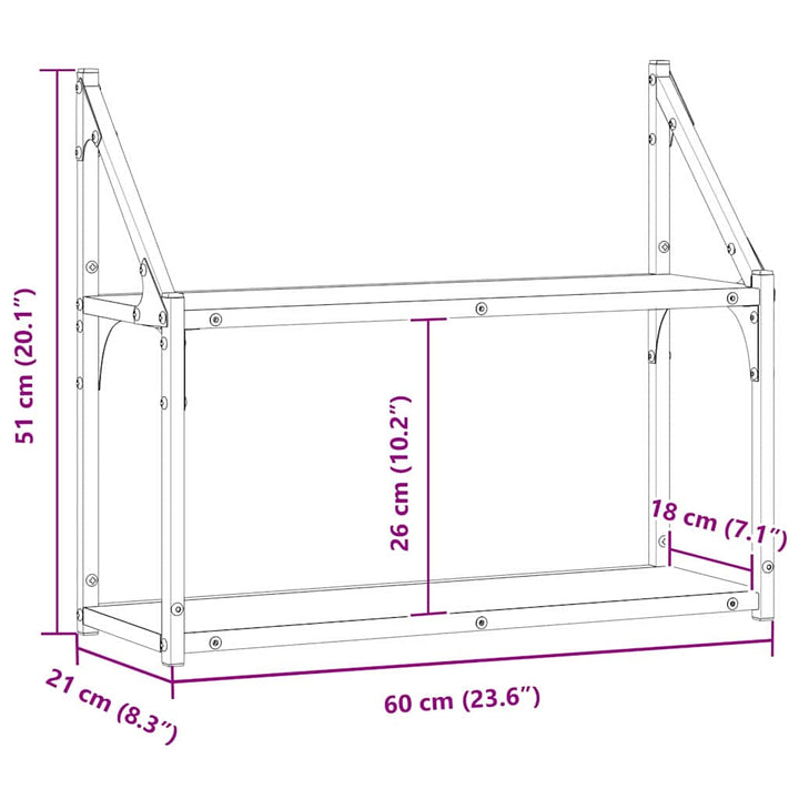 Væghylde Vægmonteret Gammelt træ 60 x 21 x 51 cm