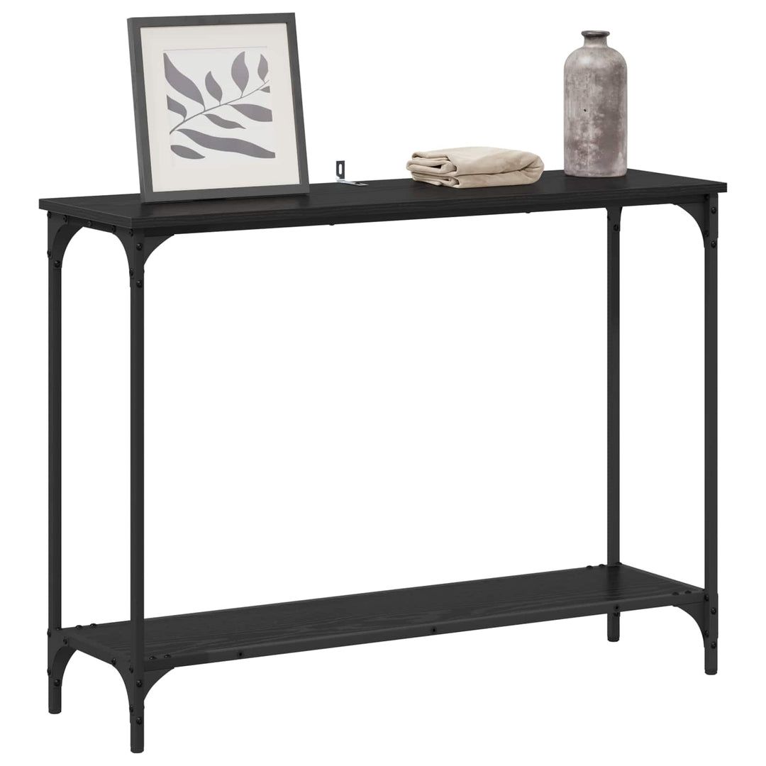 Konsolbord med hylde Sort eg 101 x 30.5 x 75 cm Konstrueret træ